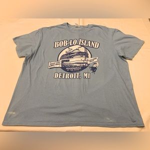 Bob-Lo Island Detroit Vintage Tee Shirt, NEW, Color: Sky/Navy Blue, Size: XXXL